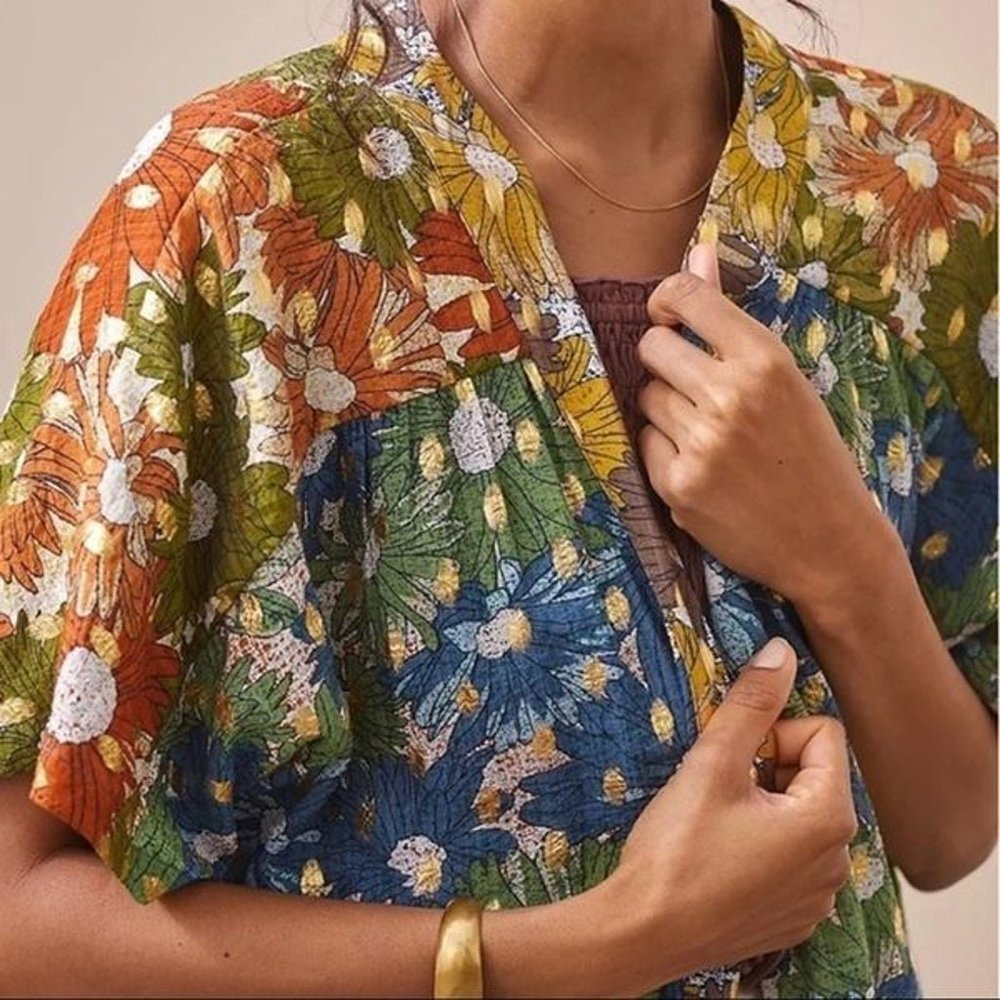 Anthropologie Floral Shine Duster Kimono Size-All NWT - Picture 5 of 9